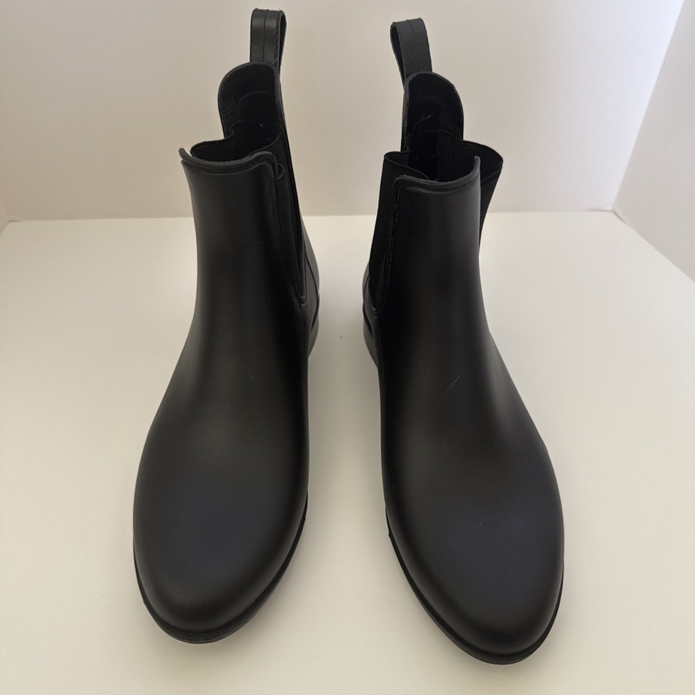 J. Crew Rubber Boot Size 9 Chelsea Black Pull On Ankle Rain Boots